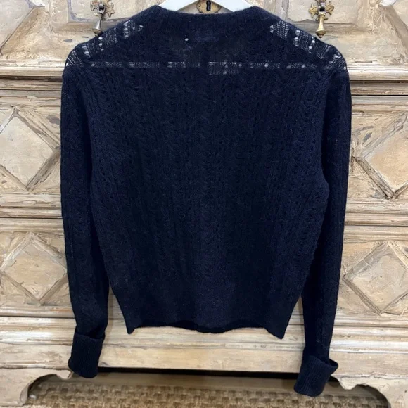 MADEWELL Alpaca Blend Pointelle-Stitch Cardigan in Black Size S NWT - Picture 8 of 9